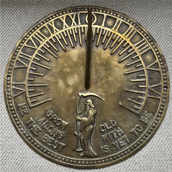 Brass Sundial - 'Grow Old with Me' Unique Wedding or Anniversary Sundial Gift